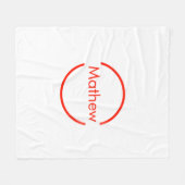 赤いシンプル丸あなたの名前の文字を追加文字 フリースブランケット (正面(横))