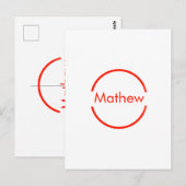 赤いシンプル丸あなたの名前の文字を追加文字 ポストカード (正面/裏面)