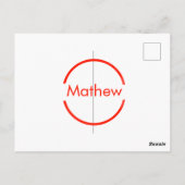 赤いシンプル丸あなたの名前の文字を追加文字 ポストカード (裏面)