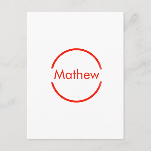 赤いシンプル丸あなたの名前の文字を追加文字 ポストカード (正面)
