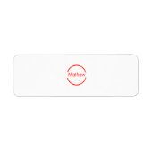 赤いシンプル丸あなたの名前の文字を追加文字 ラベル (正面)