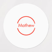 赤いシンプル丸あなたの名前の文字を追加文字 ラベル (デザイン1)