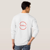 赤いシンプル丸あなたの名前の文字を追加文字 Tシャツ (裏面フル)