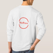 赤いシンプル丸あなたの名前の文字を追加文字 Tシャツ (裏面)