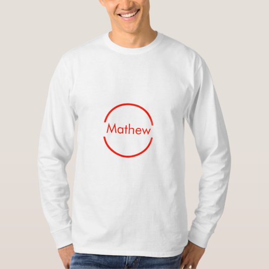 赤いシンプル丸あなたの名前の文字を追加文字 Tシャツ (正面)