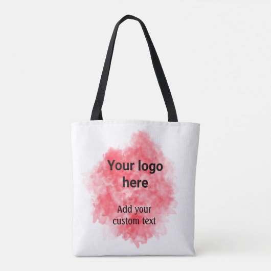 赤いシンプル水色あなたのロゴを追加カスタム文字mi トートバッグ (裏面)