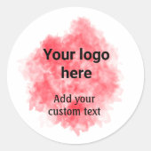 赤いシンプル水色あなたのロゴを追加カスタム文字mi ラウンドシール (正面)