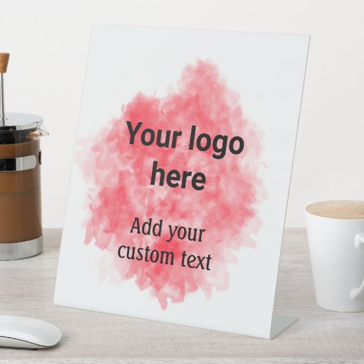 赤いシンプル水色あなたのロゴを追加カスタム文字mi 台座サイン (インサイチュ)