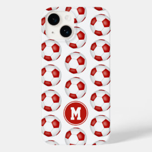 赤いシンプル白いサッカーボールのパタモノグラムのーン Case-Mate iPhone 14ケース