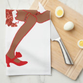 赤いシークインの黒いフラッパー キッチンタオル (四つ折り)