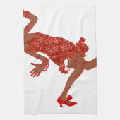 赤いシークインの黒いフラッパー キッチンタオル (縦)