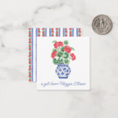 赤いジェラニウムのギフトエンクロージャーの陶器の花瓶 ノートカード (正面/裏面インサイチュ)