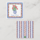 赤いジェラニウムのギフトエンクロージャーの陶器の花瓶 ノートカード (正面/裏面)