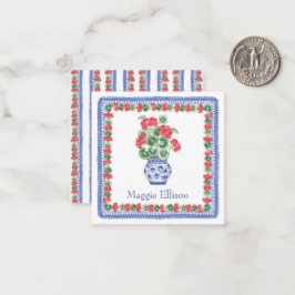 赤いジェラニウムのギフトエンクロージャーの陶器の花瓶 ノートカード