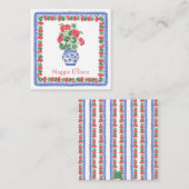 赤いジェラニウムのギフトエンクロージャーの陶器の花瓶 ノートカード (正面/裏面)