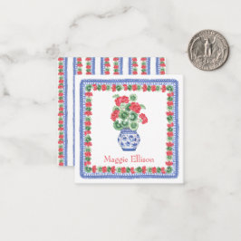 赤いジェラニウムのギフトエンクロージャーの陶器の花瓶 ノートカード