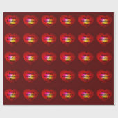 赤いジオメトリックな焼き付けハート三角形メッシュパターン ラッピングペーパー (フラット)