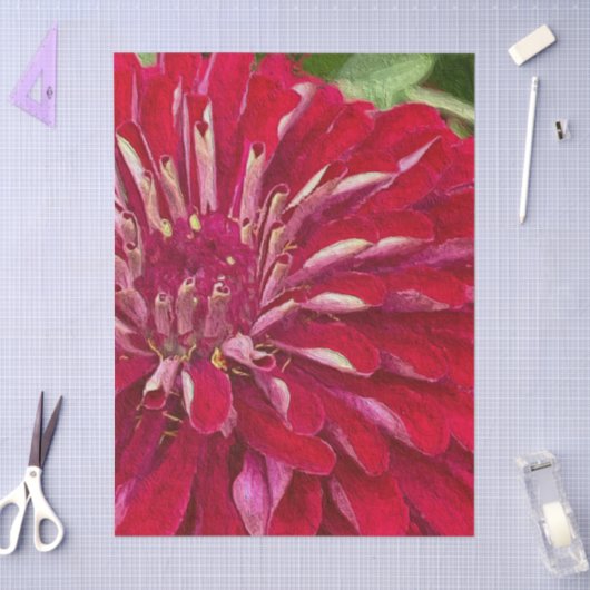 赤いジニアの花 薄葉紙 (クラフト)