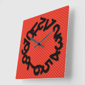 赤いジャンプル スクエア壁時計 (傾斜)