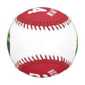 赤いジャージーの番号と写真 野球ボール (裏面)