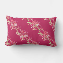 赤いジュエルオーキッドの花の水彩画 クッション