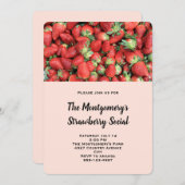 赤いジューシーなイチゴのバッチ – ストロベリーソーシャル 招待状 (正面/裏面)