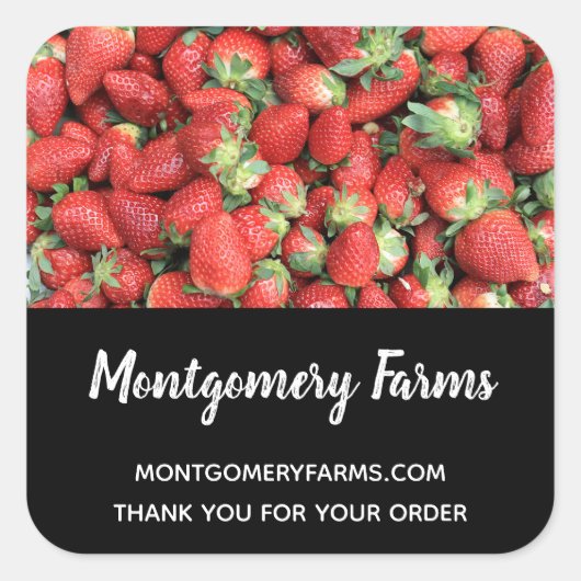 赤いジューシーなイチゴのビジネスの写真 スクエアシール (正面)