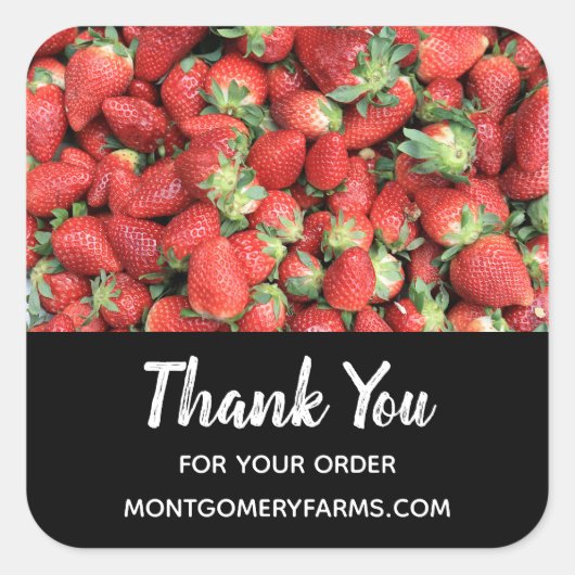 赤いジューシーなイチゴのビジネスの写真 スクエアシール (正面)
