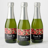 赤いジューシーなイチゴの写真ありがとう スパークリングワインラベル (ボトル)