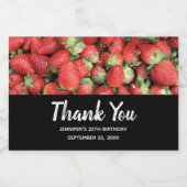 赤いジューシーなイチゴの写真ありがとう スパークリングワインラベル (シングルラベル)