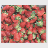 赤いジューシーなイチゴの写真 ラッピングペーパー (フラット)