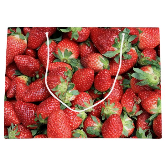 赤いジューシーなイチゴの写真 ラージペーパーバッグ (正面)