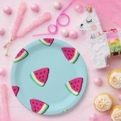 赤いジューシーなスイカ模様の紙プレート ペーパープレート (パーティー)