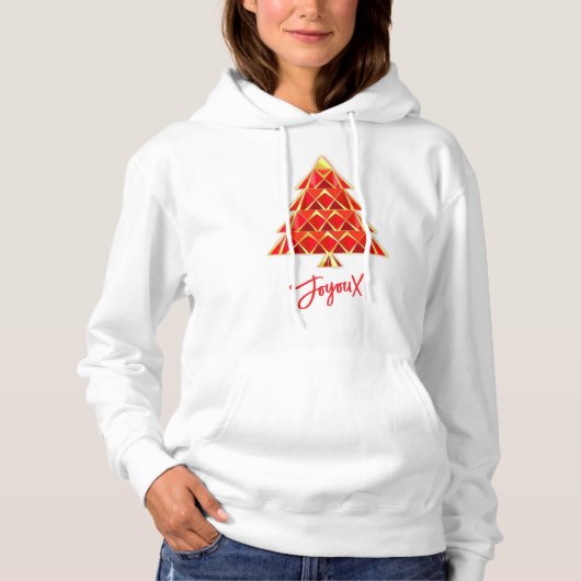 赤いジョワユー・ノエル クリスマスTシャツ パーカ (正面)