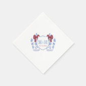 赤いジンジャージャーブロモグラムのクレストクリスマスクリスマスズ結婚 スタンダードカクテルナプキン (角)