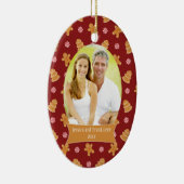 赤いジンジャーブレッドのクリスマスの休日の写真のオーナメント セラミックオーナメント (右)