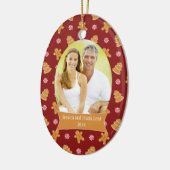 赤いジンジャーブレッドのクリスマスの休日の写真のオーナメント セラミックオーナメント (左)