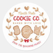 赤いジンジャーブレッドクリスマスクッキー交換 ラウンドシール (正面)