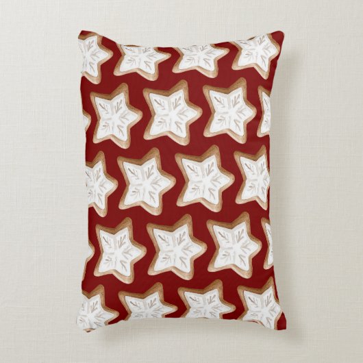 赤いジンジャーブレッドスタークッキークリスマス アクセントクッション (正面(垂直))