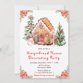 赤いジンジャーブレッドハウスの飾り付けパーティー 招待状 (正面)