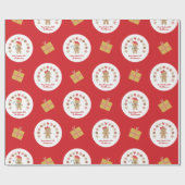 赤いジンジャーブレッドCookieスクリプト名前をカスタムするかわいい ラッピングペーパー (フラット)