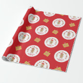 赤いジンジャーブレッドCookieスクリプト名前をカスタムするかわいい ラッピングペーパー (アンロールド)
