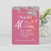 赤いスイカズラの実 水彩 手描き 招待状 (スタンド正面)