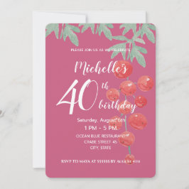 赤いスイカズラの実 水彩 手描き 招待状