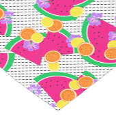 赤いスイカ黄色いレモンのトロピカルオン白 ショートテーブルランナー (コーナー)