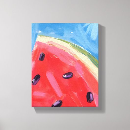 赤いスイカ | 水彩果物絵画 キャンバスプリント (正面)