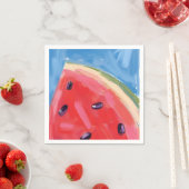 赤いスイカ | 水彩果物絵画 スタンダードカクテルナプキン (インサイチュ)