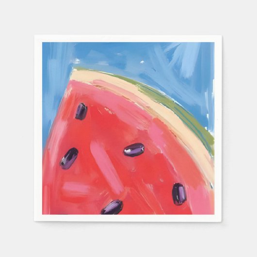 赤いスイカ | 水彩果物絵画 スタンダードカクテルナプキン (正面)