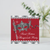 赤いスイート16のマスカレードパーティーの招待状 招待状 (スタンド正面)