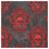 赤いスカルとゴシック色の黒 ファブリック (クローズアップ)